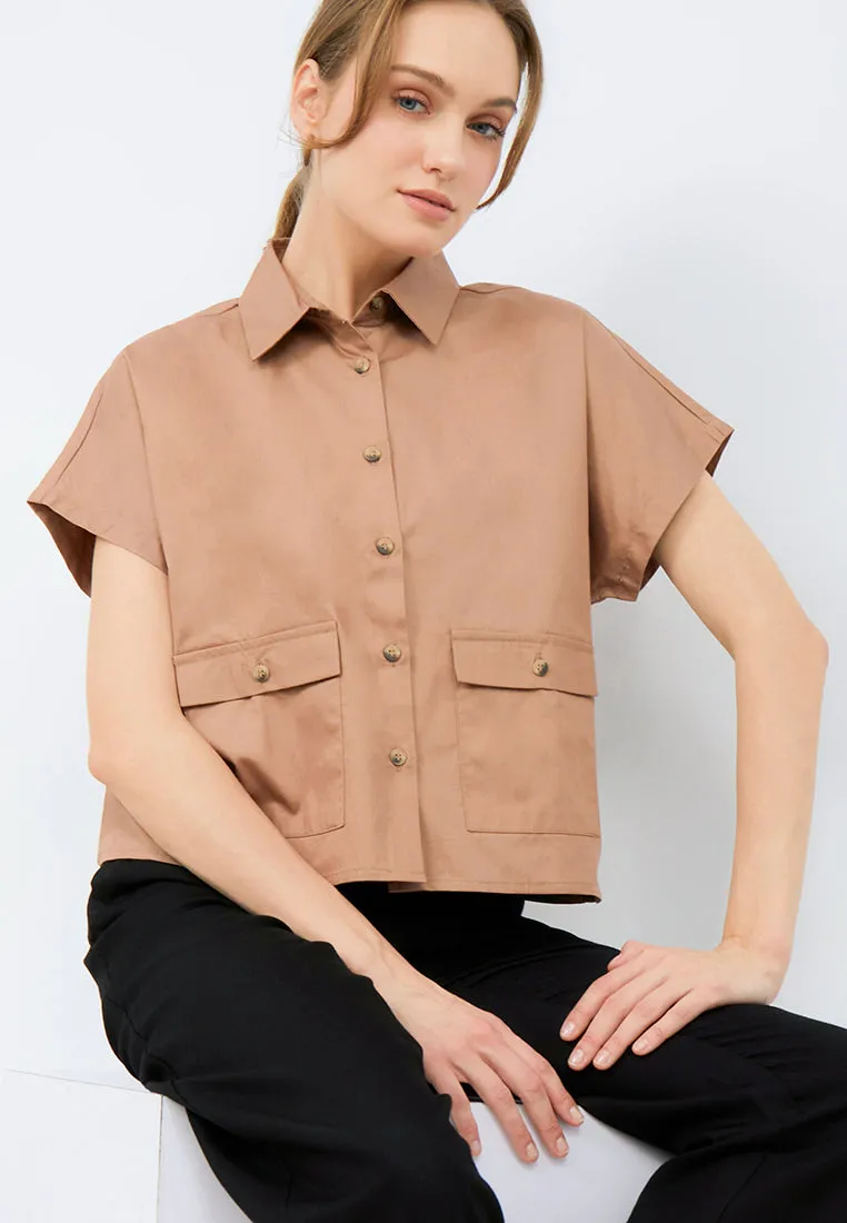 Loose Blouse with Pocket Details