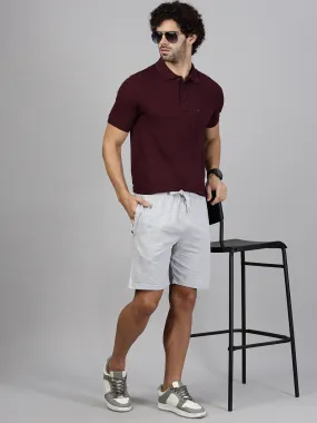 Men T-shirt and Shorts Combo Grape with Gray