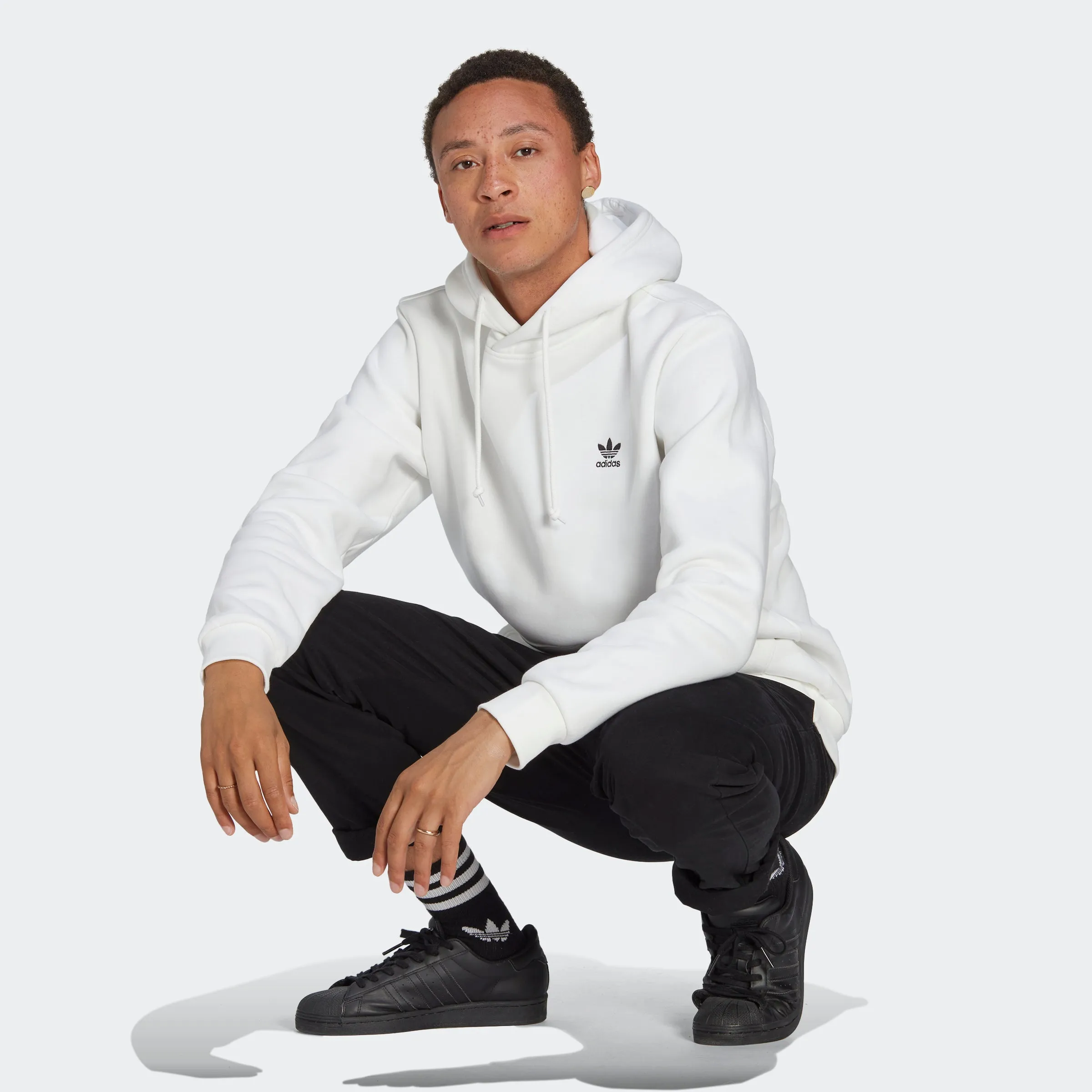 Men's adidas Originals Trefoil Essentials Hoodie White