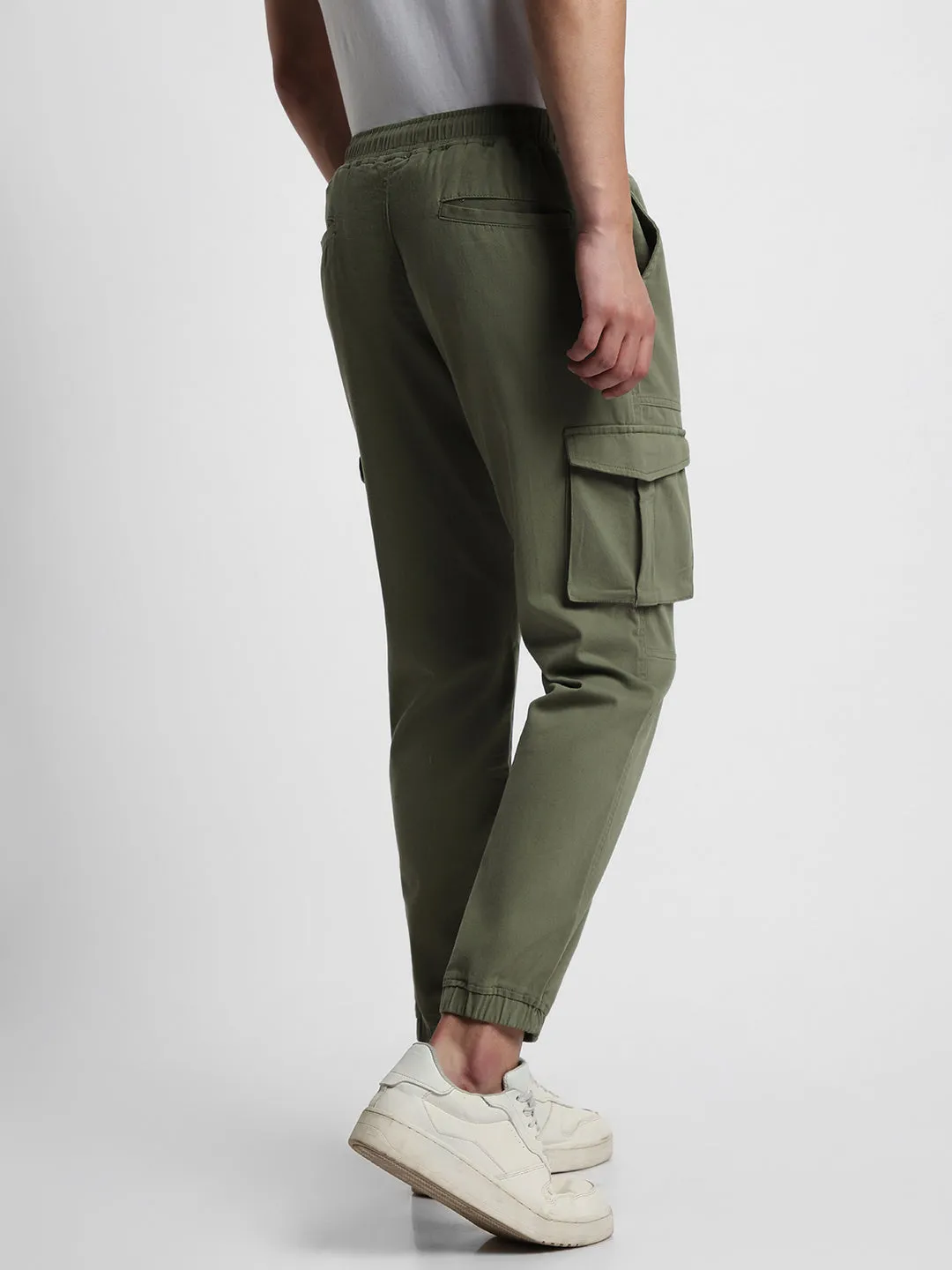 Men's Green Slim Fit Cargo Joggers