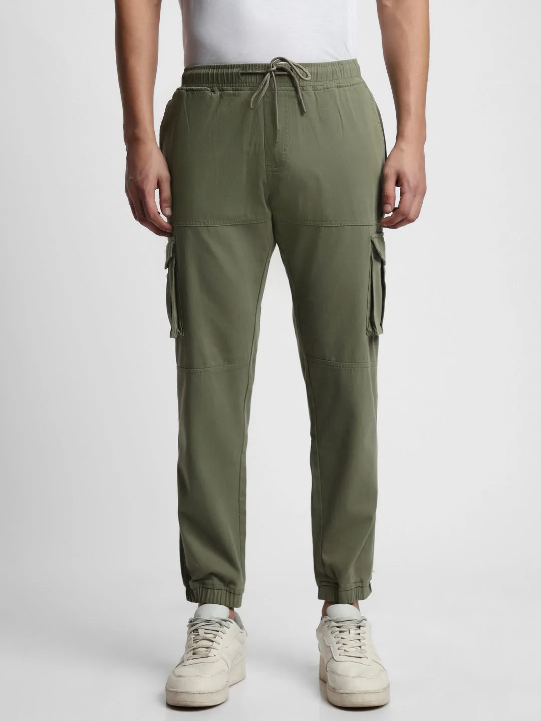 Men's Green Slim Fit Cargo Joggers
