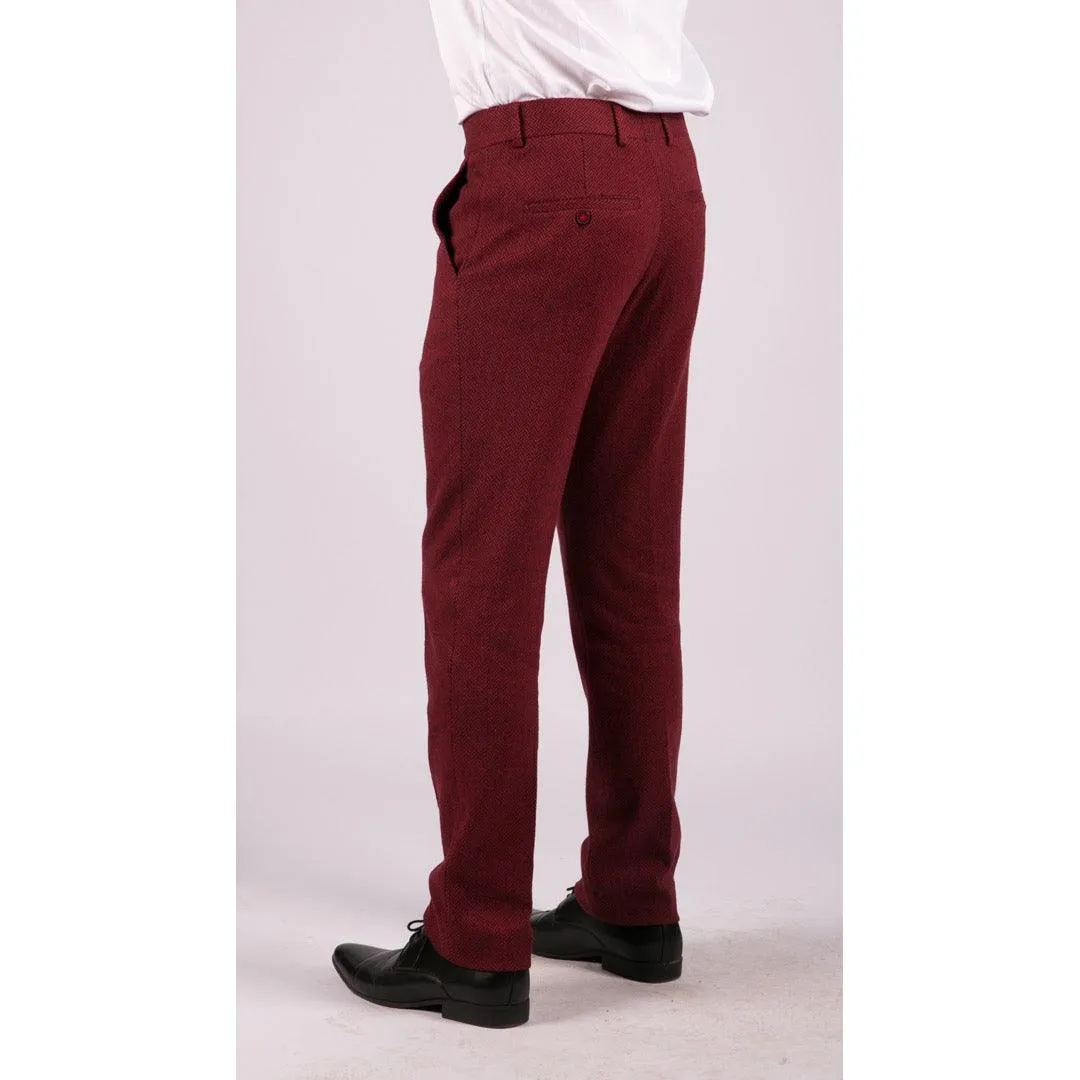 Mens Grey Charcoal Tweed Trousers Herringbone Wool Vintage Retro Blinders