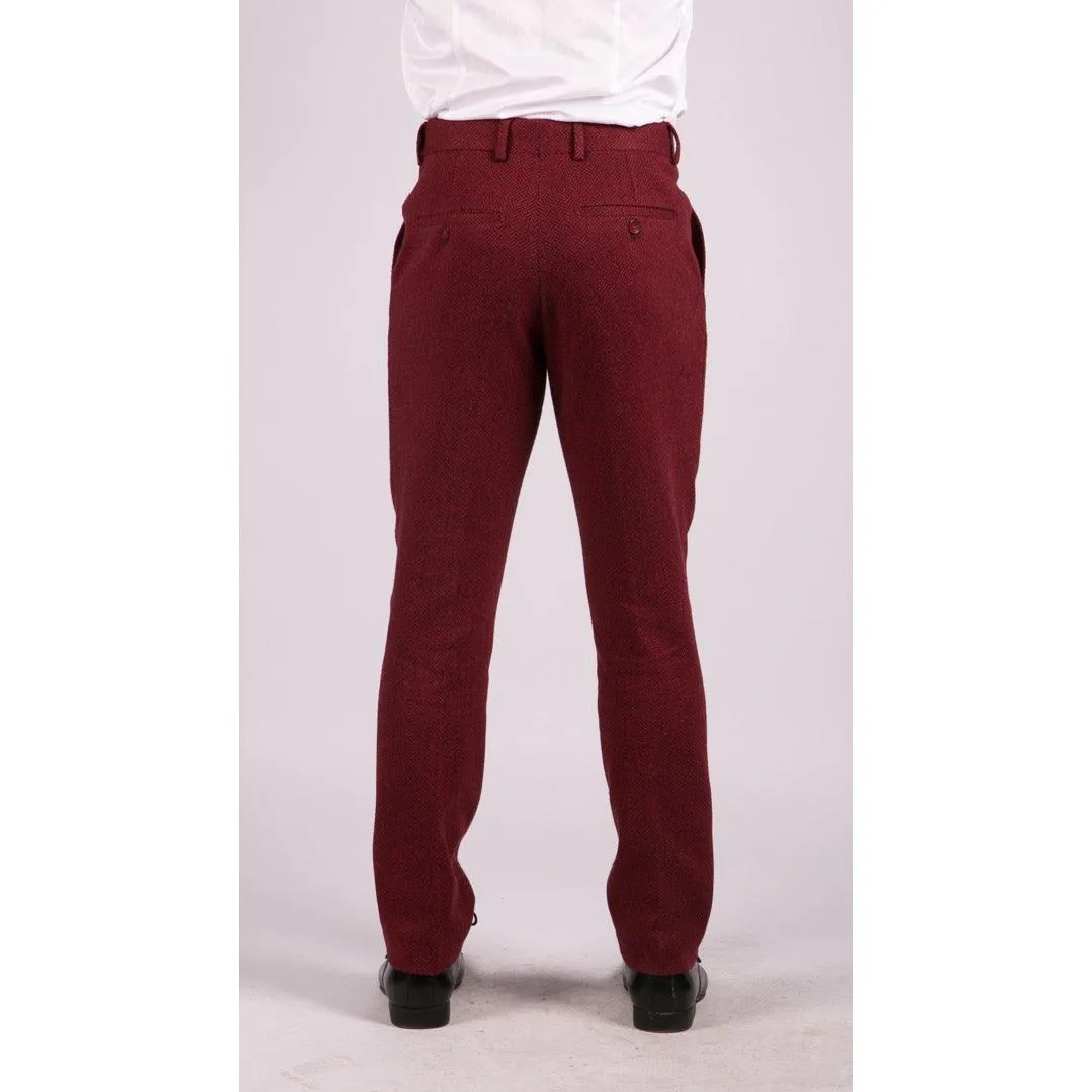 Mens Grey Charcoal Tweed Trousers Herringbone Wool Vintage Retro Blinders
