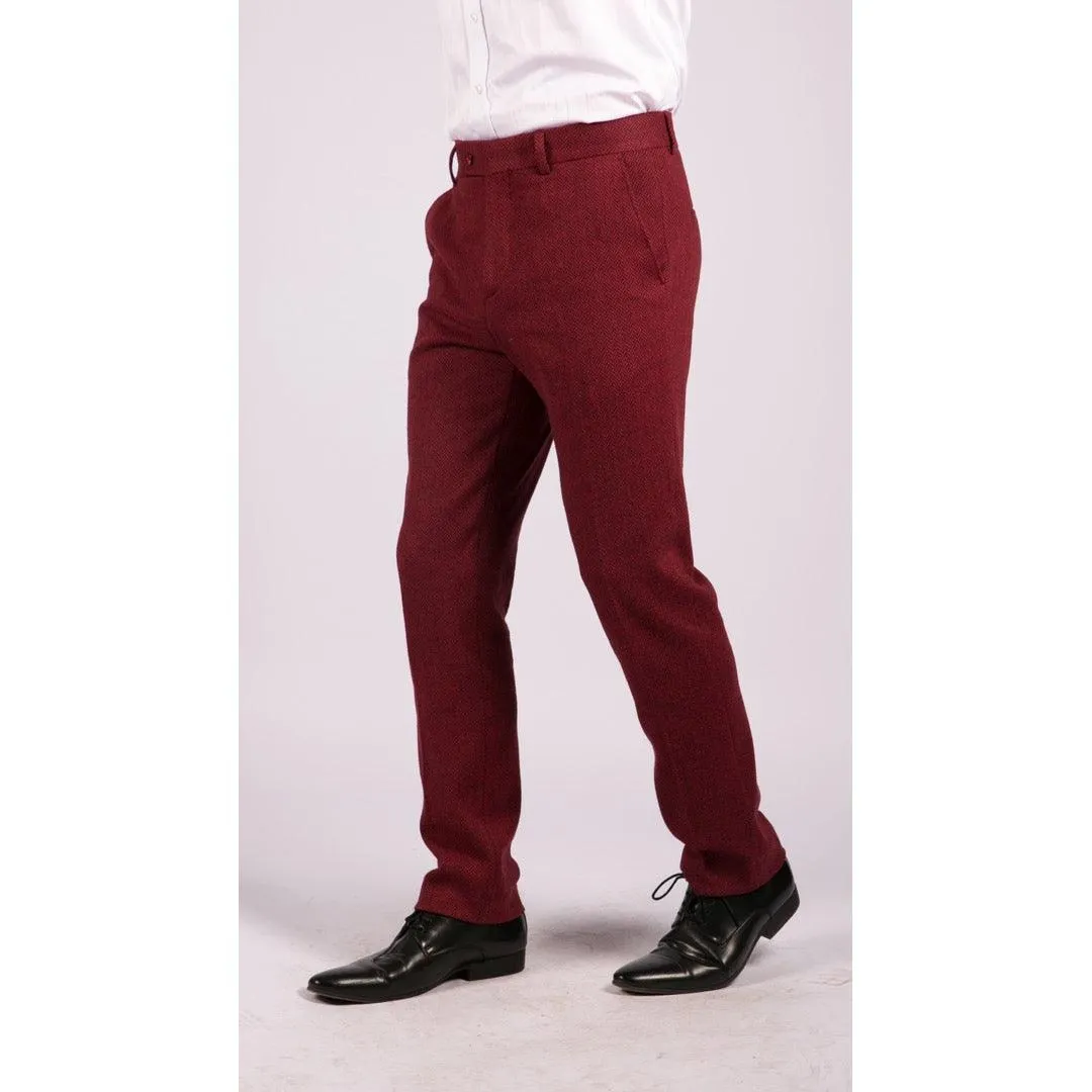 Mens Grey Charcoal Tweed Trousers Herringbone Wool Vintage Retro Blinders
