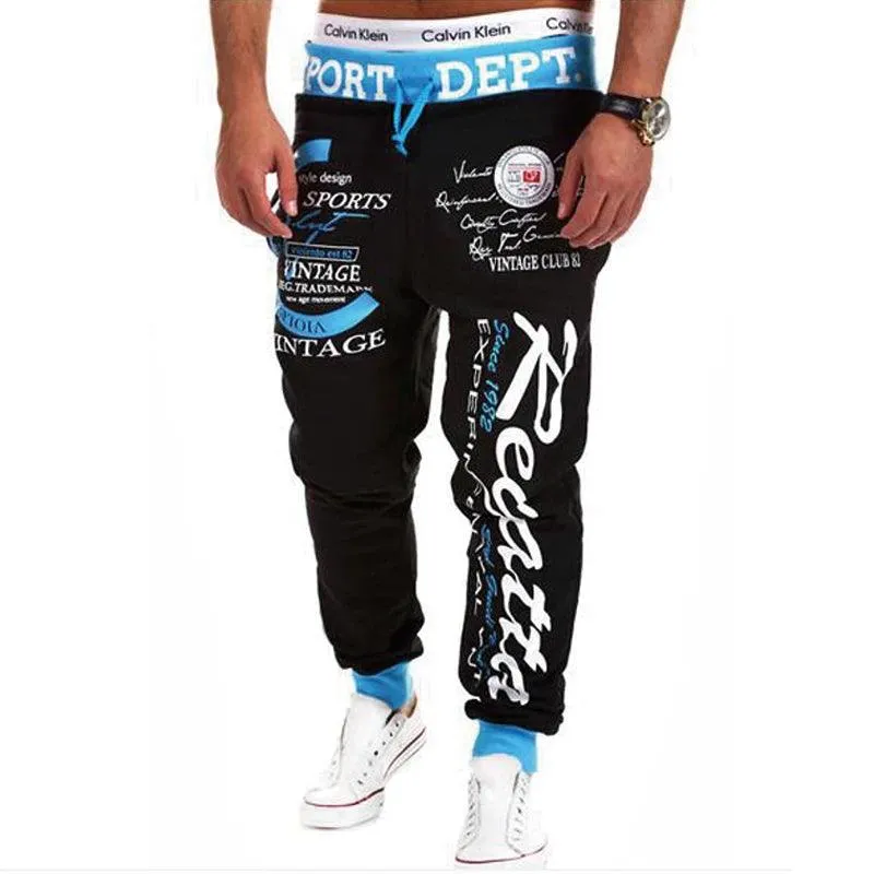 Men's Joggers Sweatpants – Elastic Waist with Letter Graphic Prints