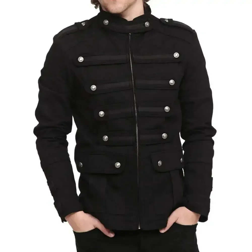Men's Military Goth Vintage Band Jacket – Stylish & Unique Design