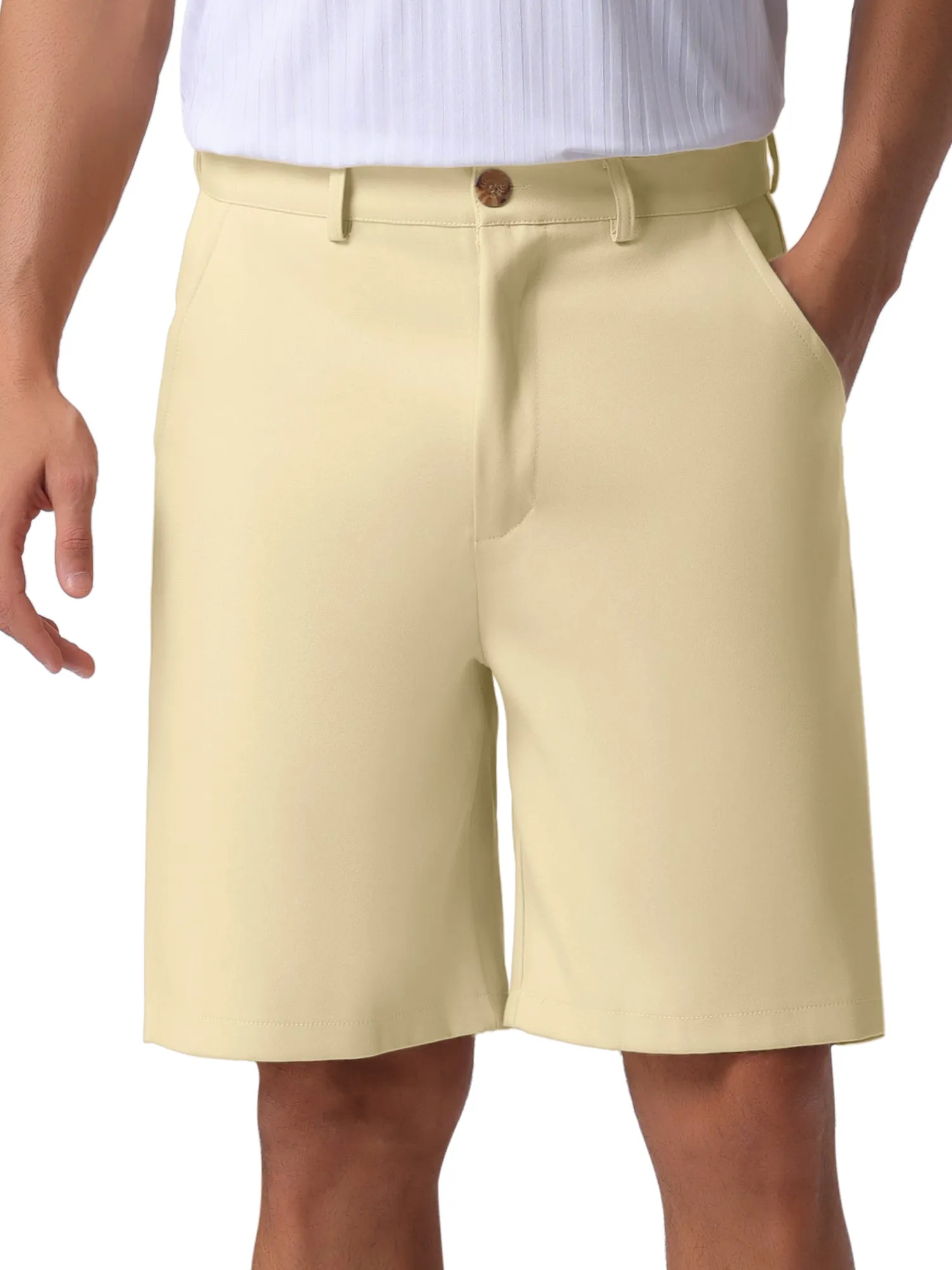 Men's Summer Solid Color Lightweight Mid-Rise Classic Chino Shorts