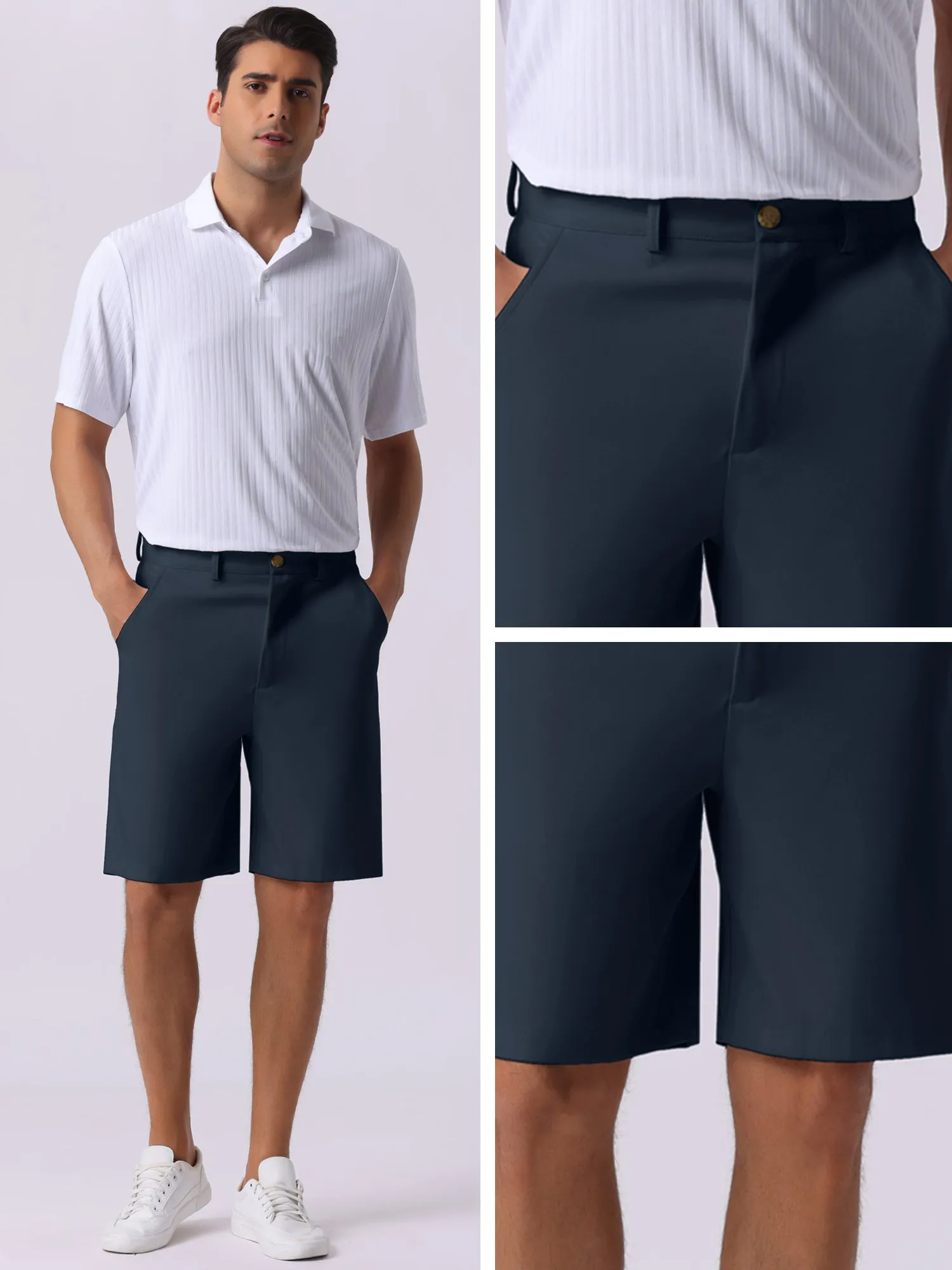 Men's Summer Solid Color Lightweight Mid-Rise Classic Chino Shorts