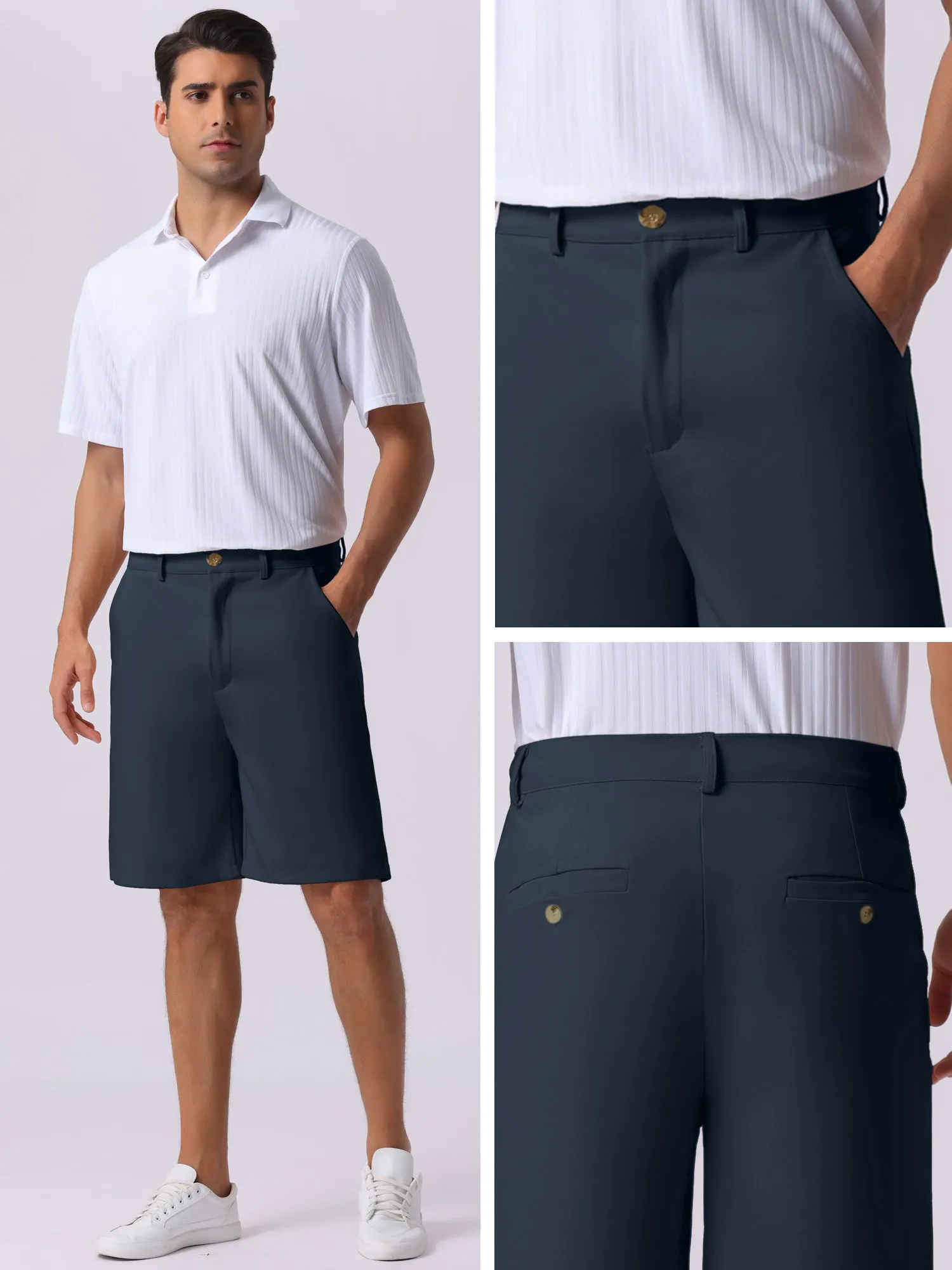 Men's Summer Solid Color Lightweight Mid-Rise Classic Chino Shorts