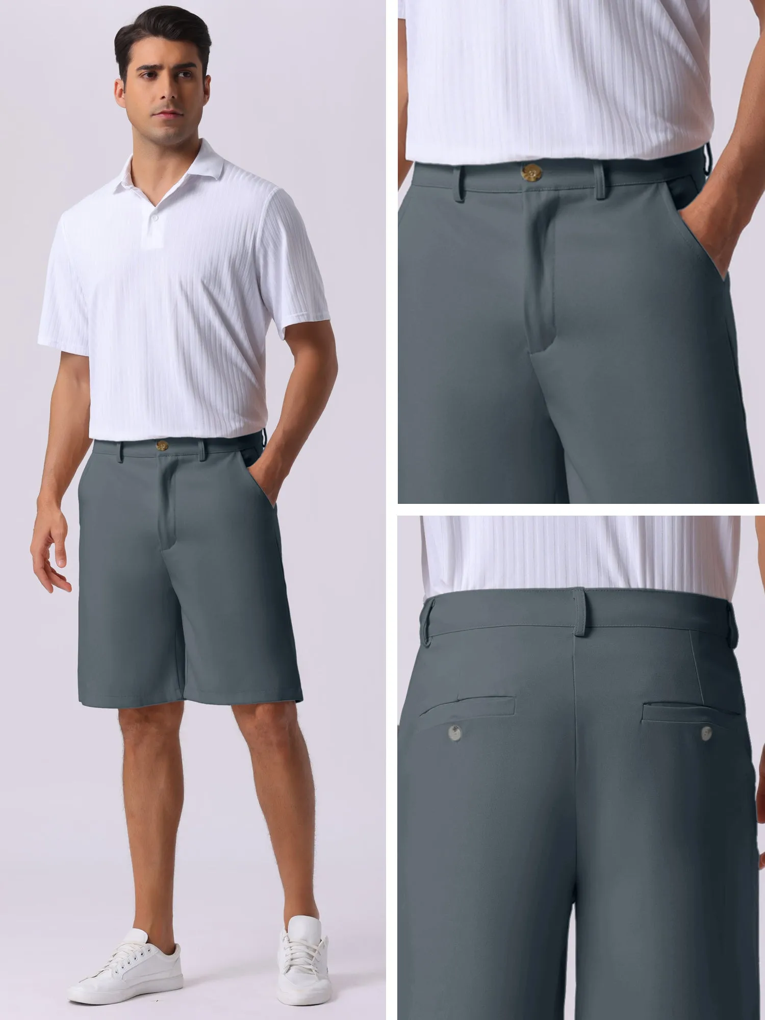 Men's Summer Solid Color Lightweight Mid-Rise Classic Chino Shorts