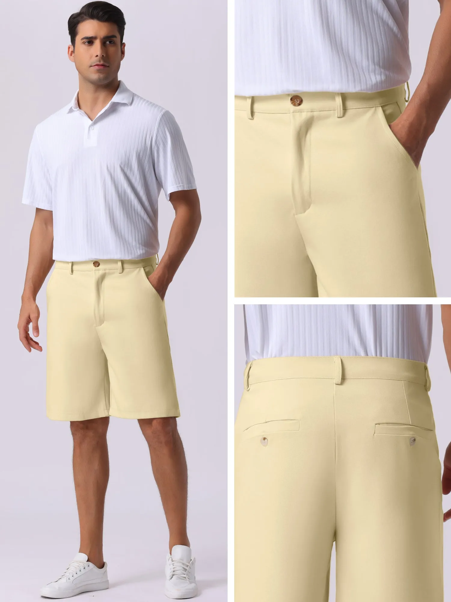 Men's Summer Solid Color Lightweight Mid-Rise Classic Chino Shorts