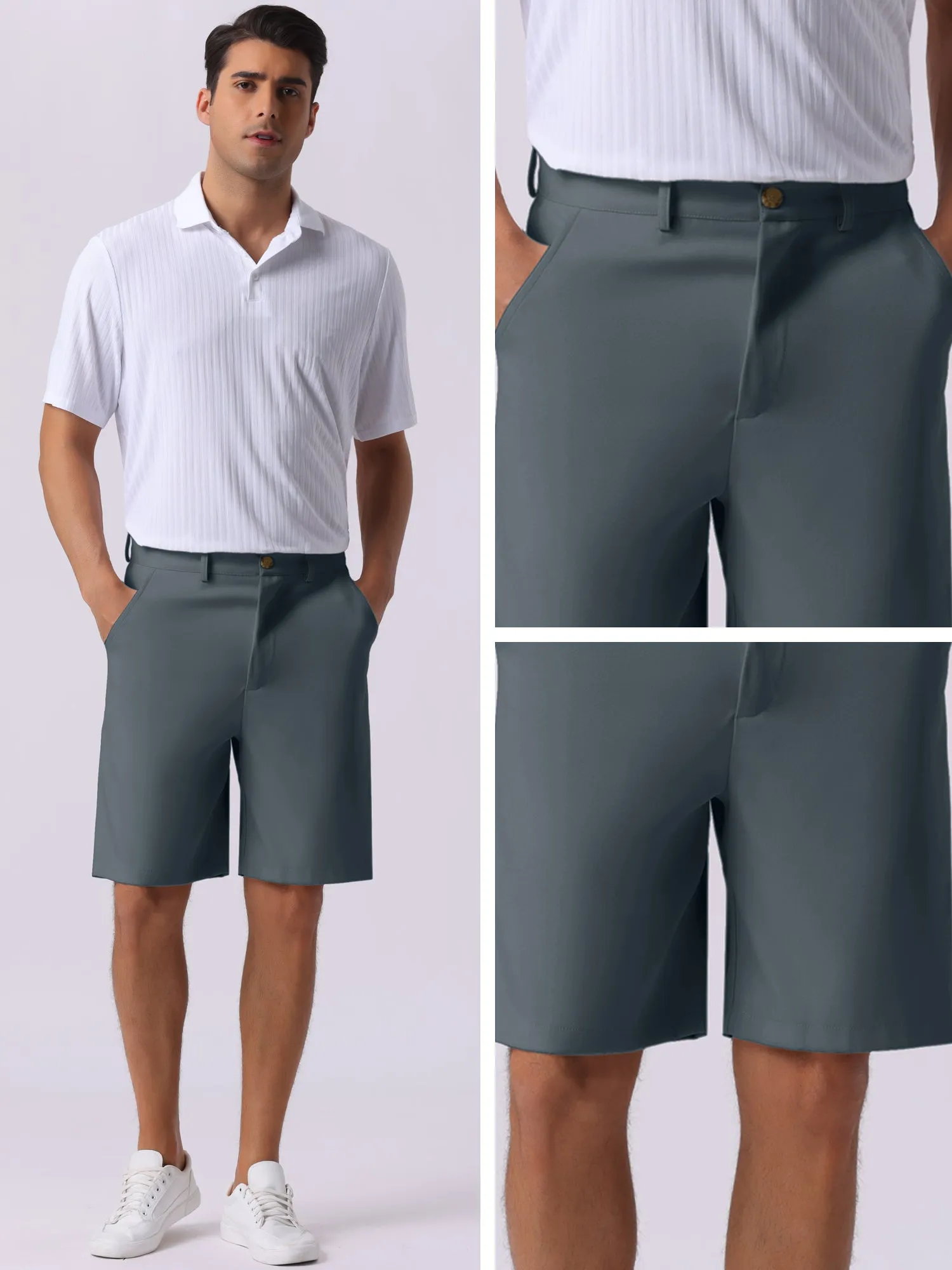 Men's Summer Solid Color Lightweight Mid-Rise Classic Chino Shorts