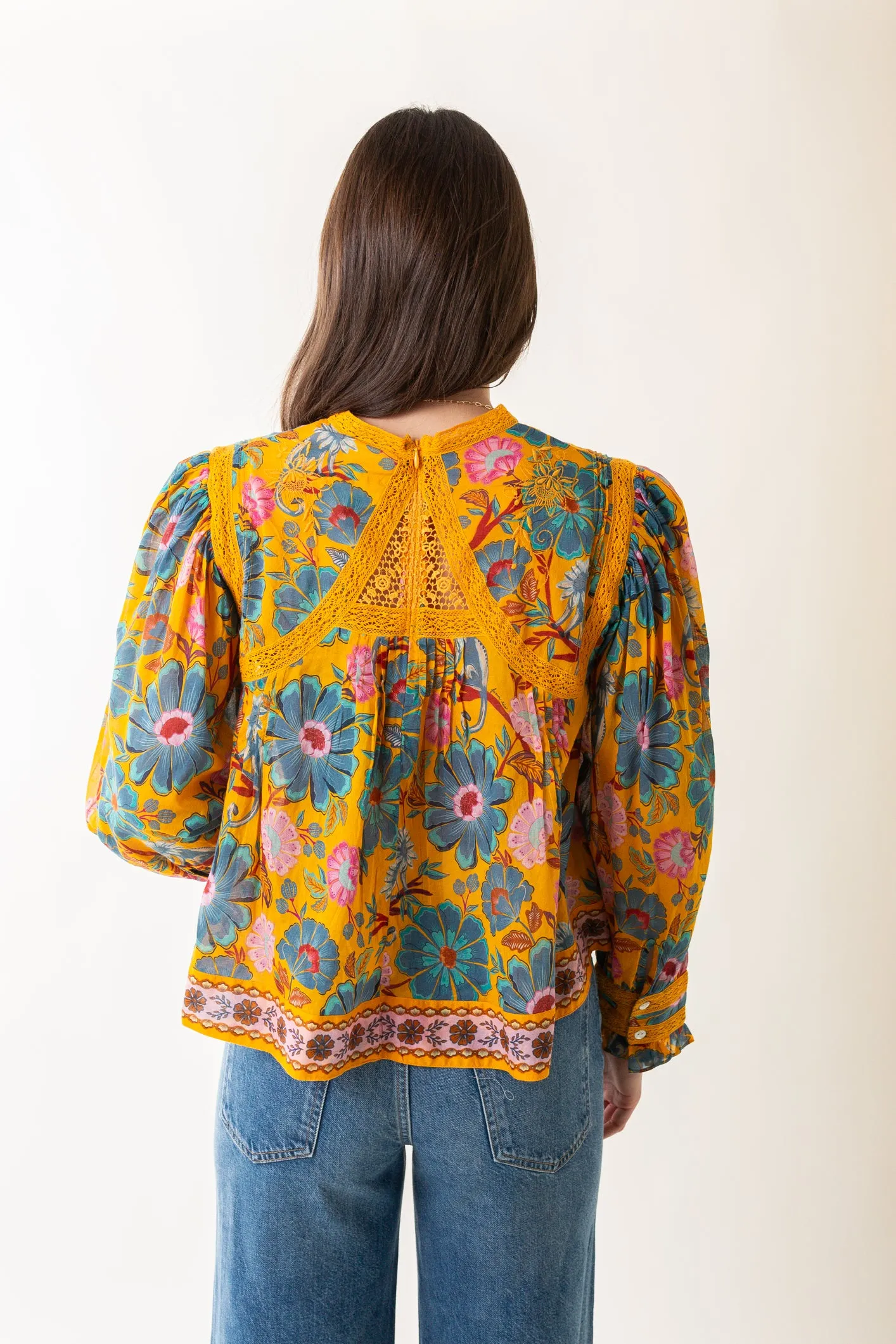 Mica Yellow Short Sleeve Collar Blouse