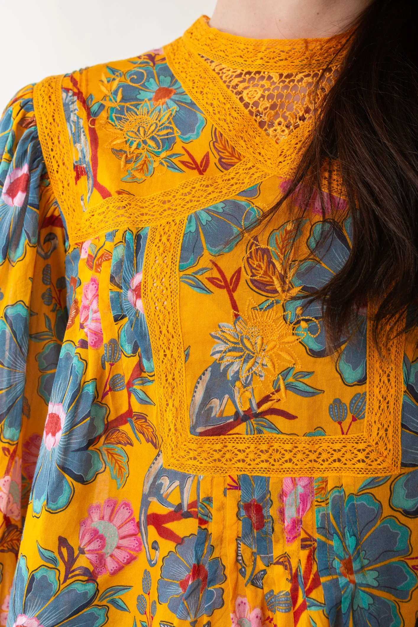 Mica Yellow Short Sleeve Collar Blouse