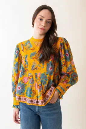 Mica Yellow Short Sleeve Collar Blouse