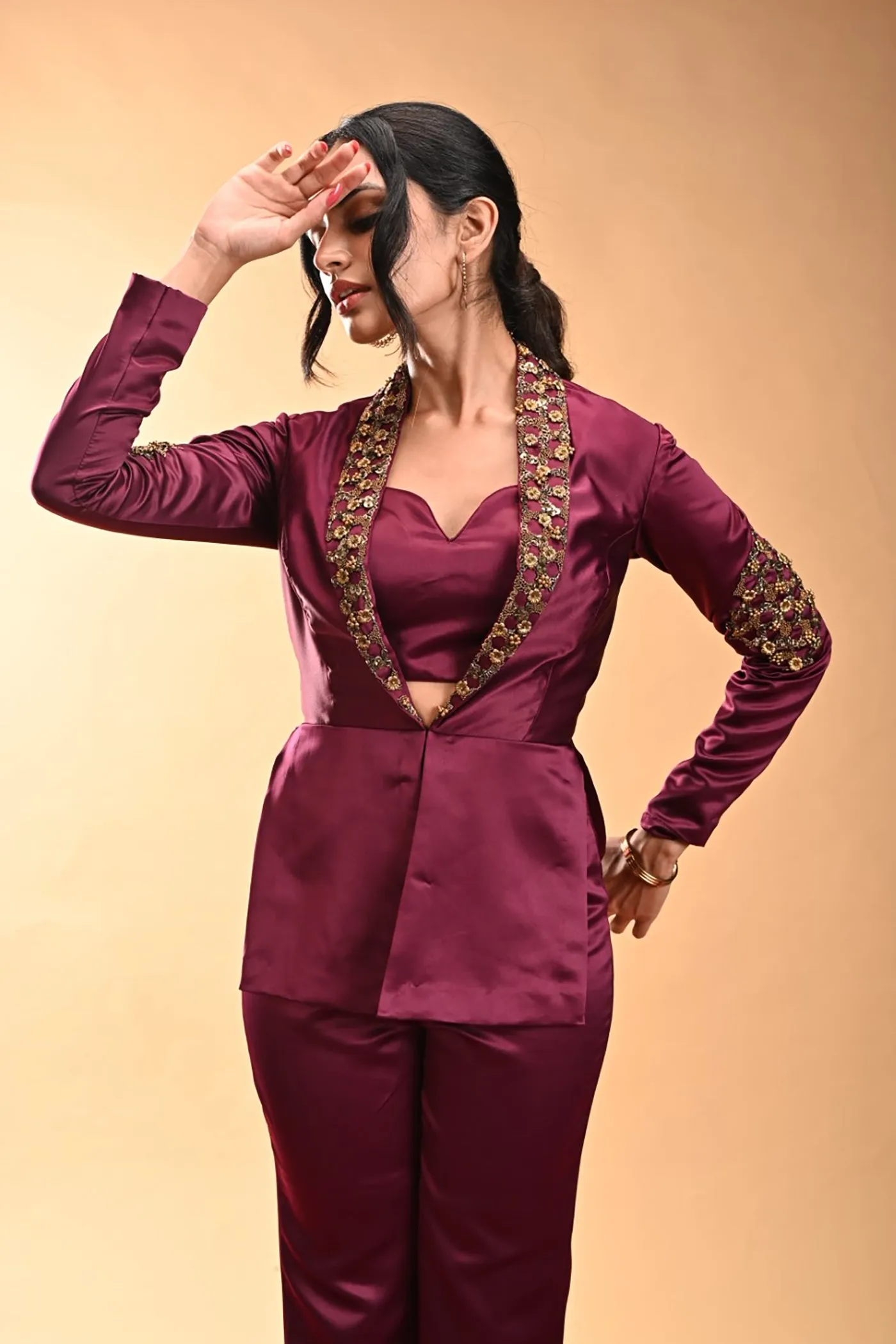 Mukulam jacket Purple hand embroidered jacket