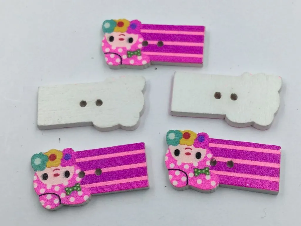 Multicolour Designer Rectangular 2 Hole Wooden Buttons