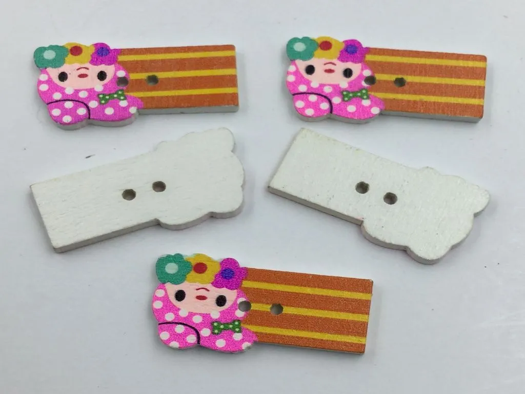 Multicolour Designer Rectangular 2 Hole Wooden Buttons