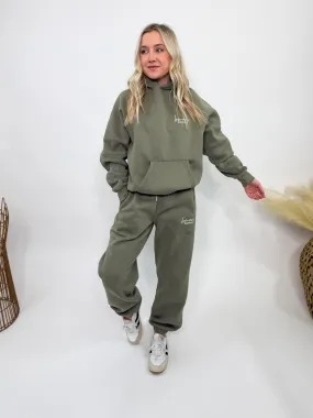 Olive Green Fleece-Lined Luxury Lounge Oversized Bmaes Hoodie