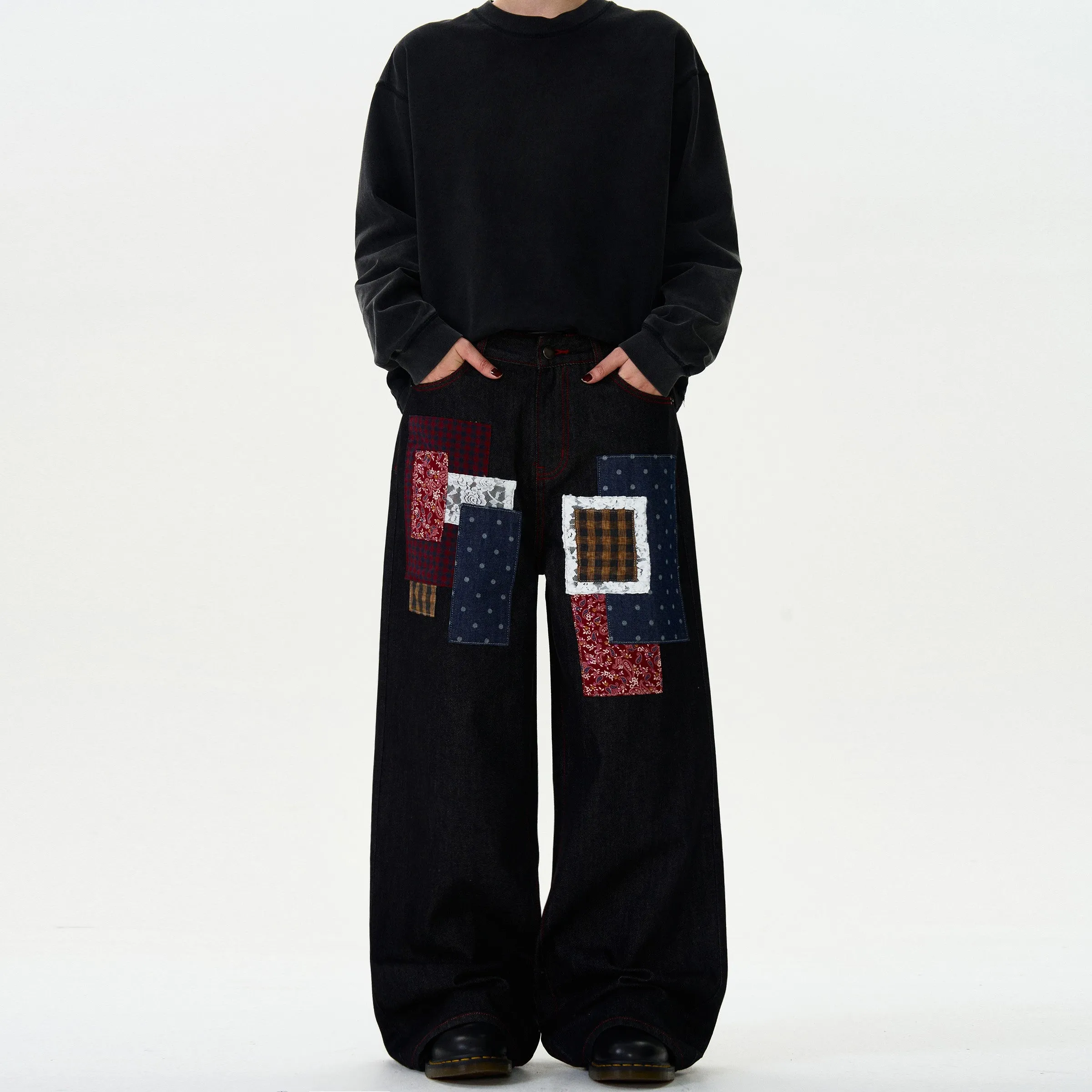 Patchwork Wide Leg Pants