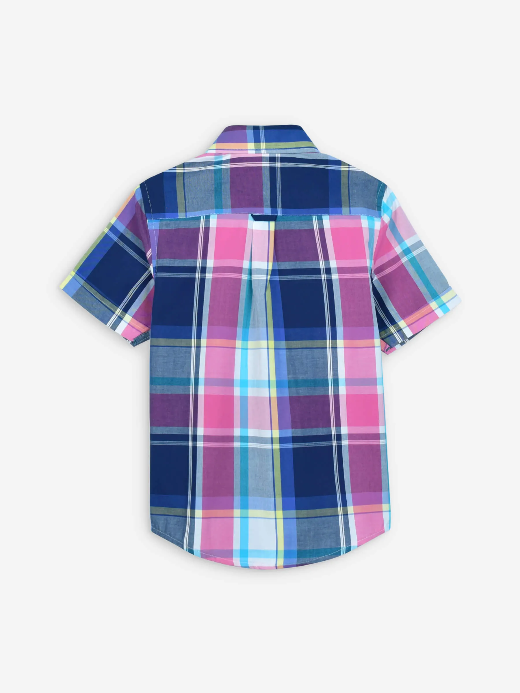 Pink & Blue Large Check Half Sleeve Casual Shirt