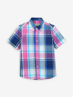 Pink & Blue Large Check Half Sleeve Casual Shirt