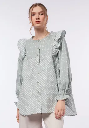Printed Blouse with Flare Details