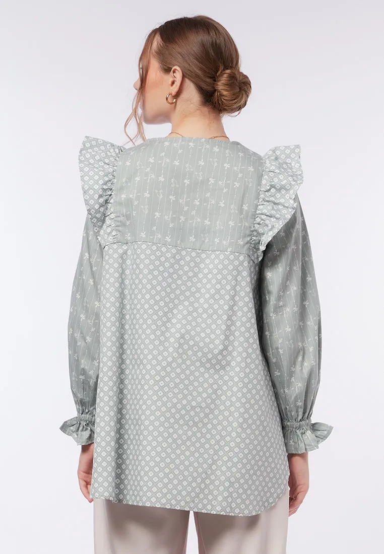 Printed Blouse with Flare Details