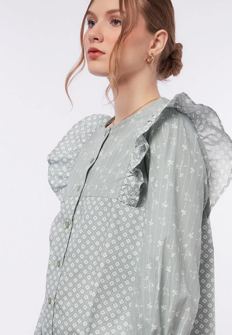 Printed Blouse with Flare Details