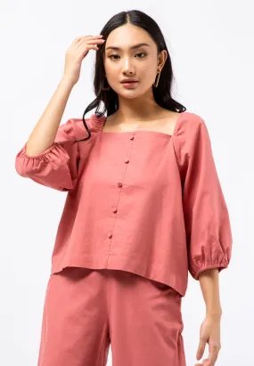 Puff Sleeve Blouse with Back Details