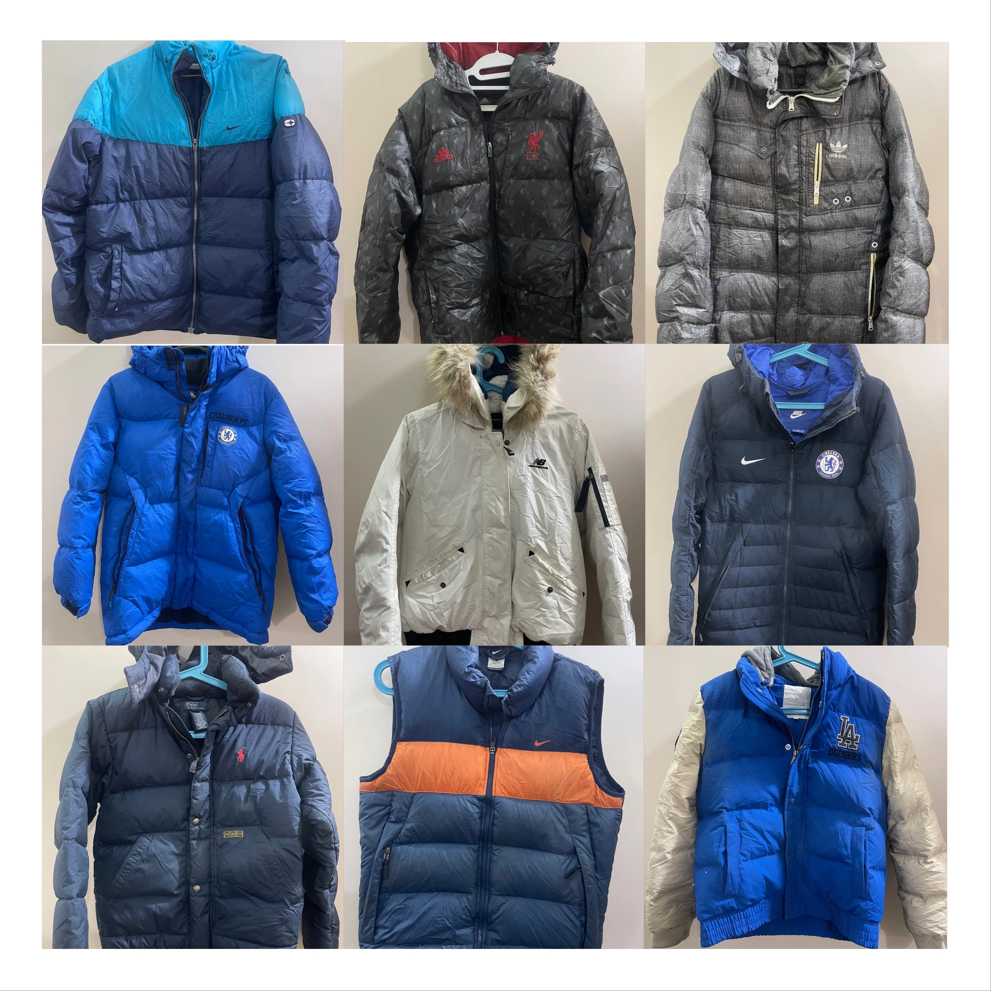 Puffer jackets Nike Adidas Polo Tommy and other premium brands