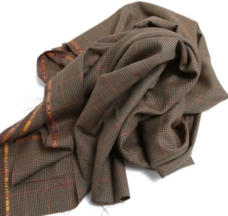 "Hardy Minnis Huddersfield Worsted Brown Alsport Houndstooth Fabric" (NWT)