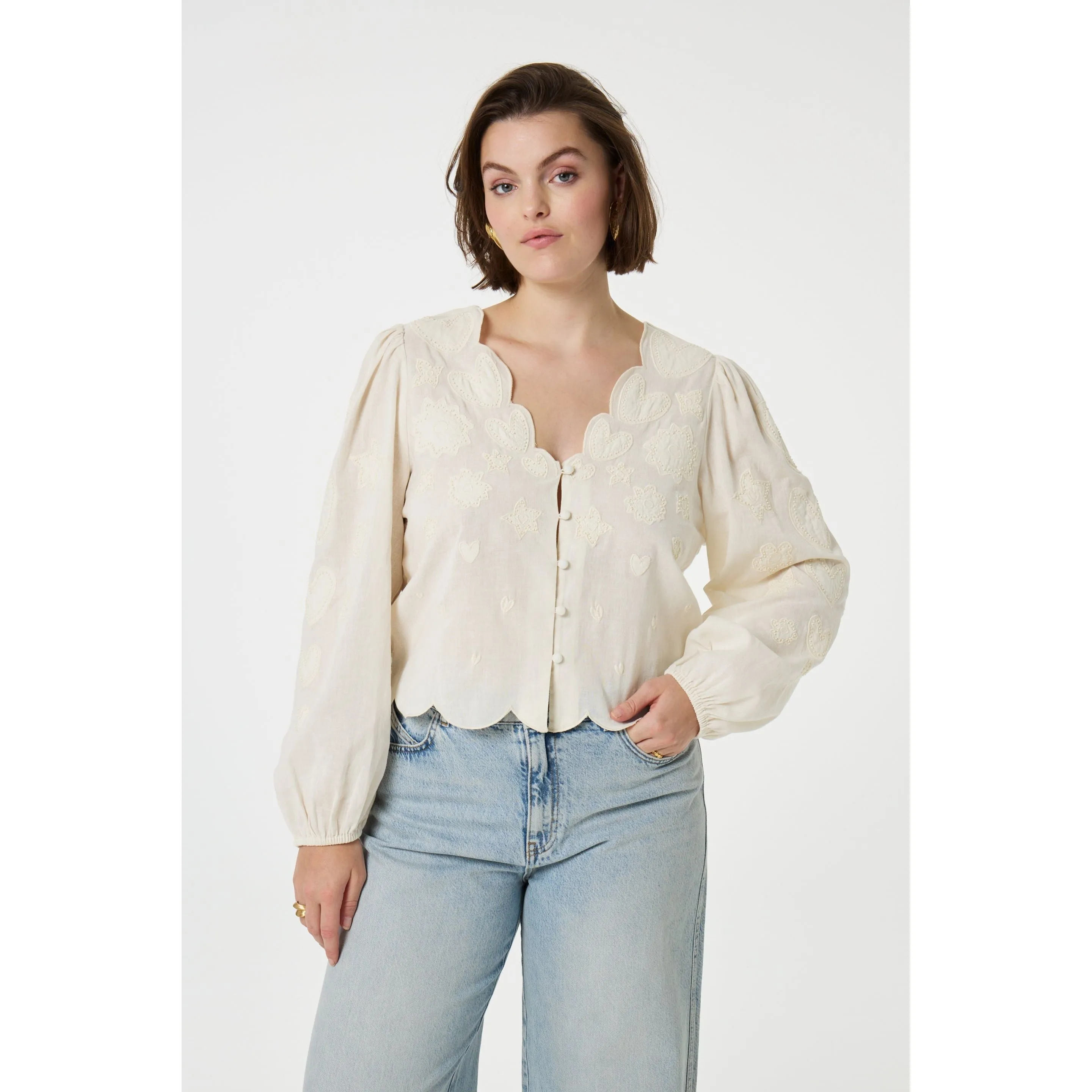 Rani Embroidered Blouse Cosy White Off White
