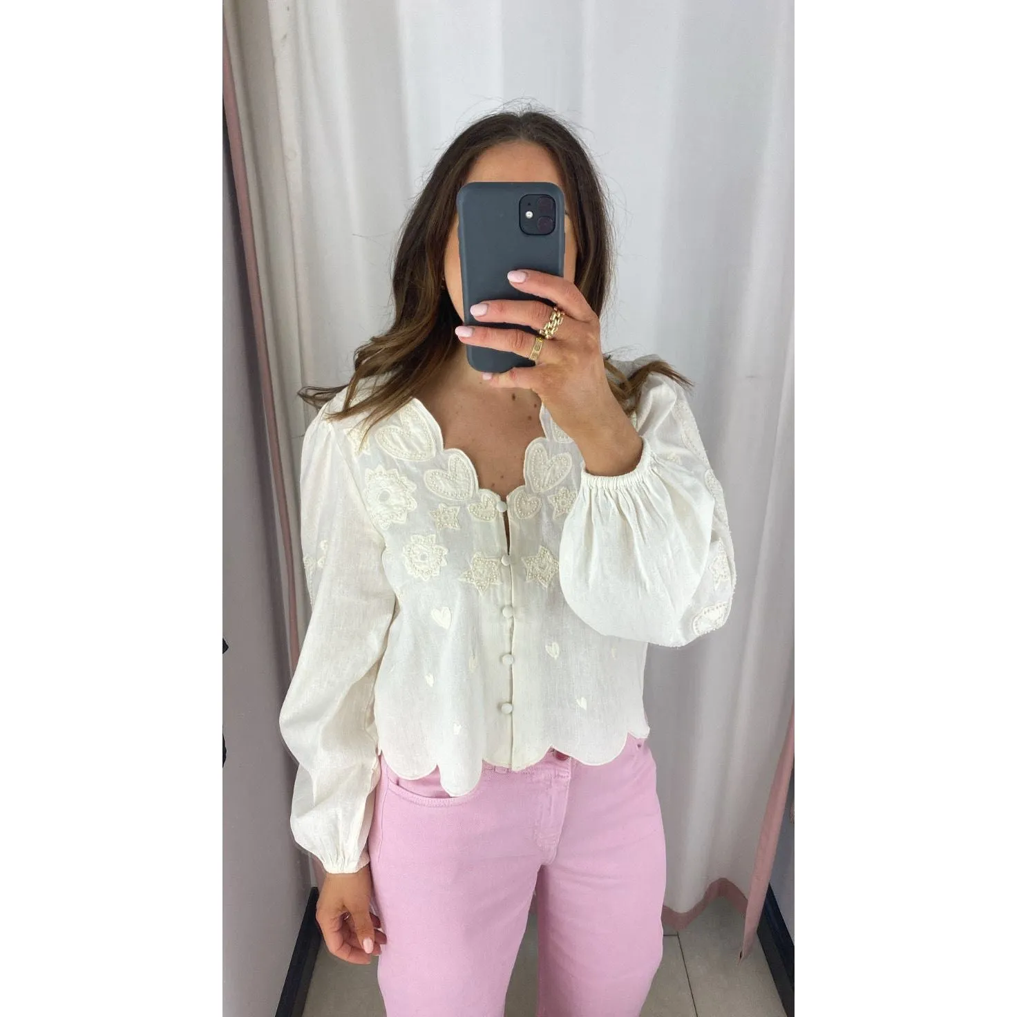 Rani Embroidered Blouse Cosy White Off White