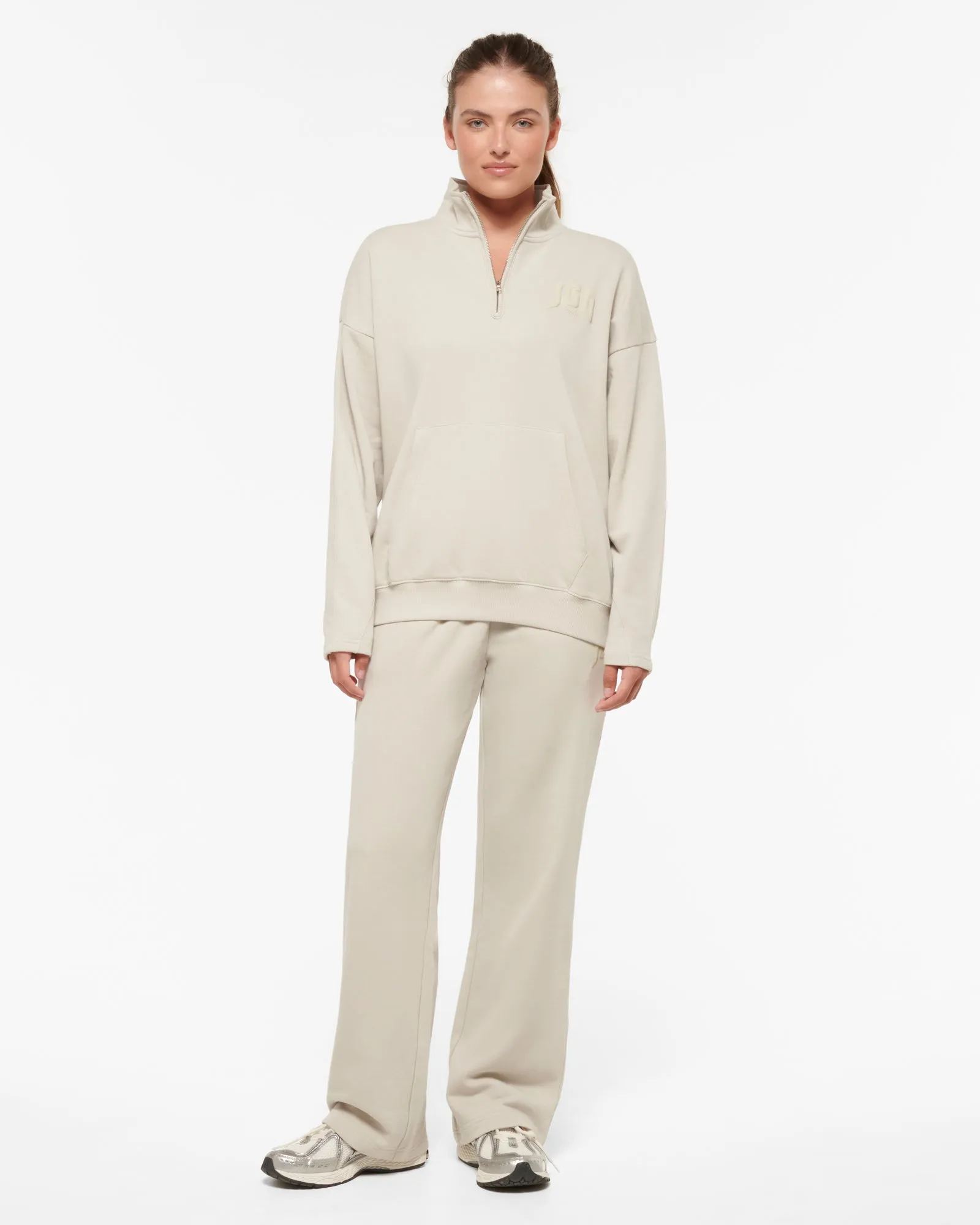 RAY HALF-ZIP SIGNATURE SWEATER STONE