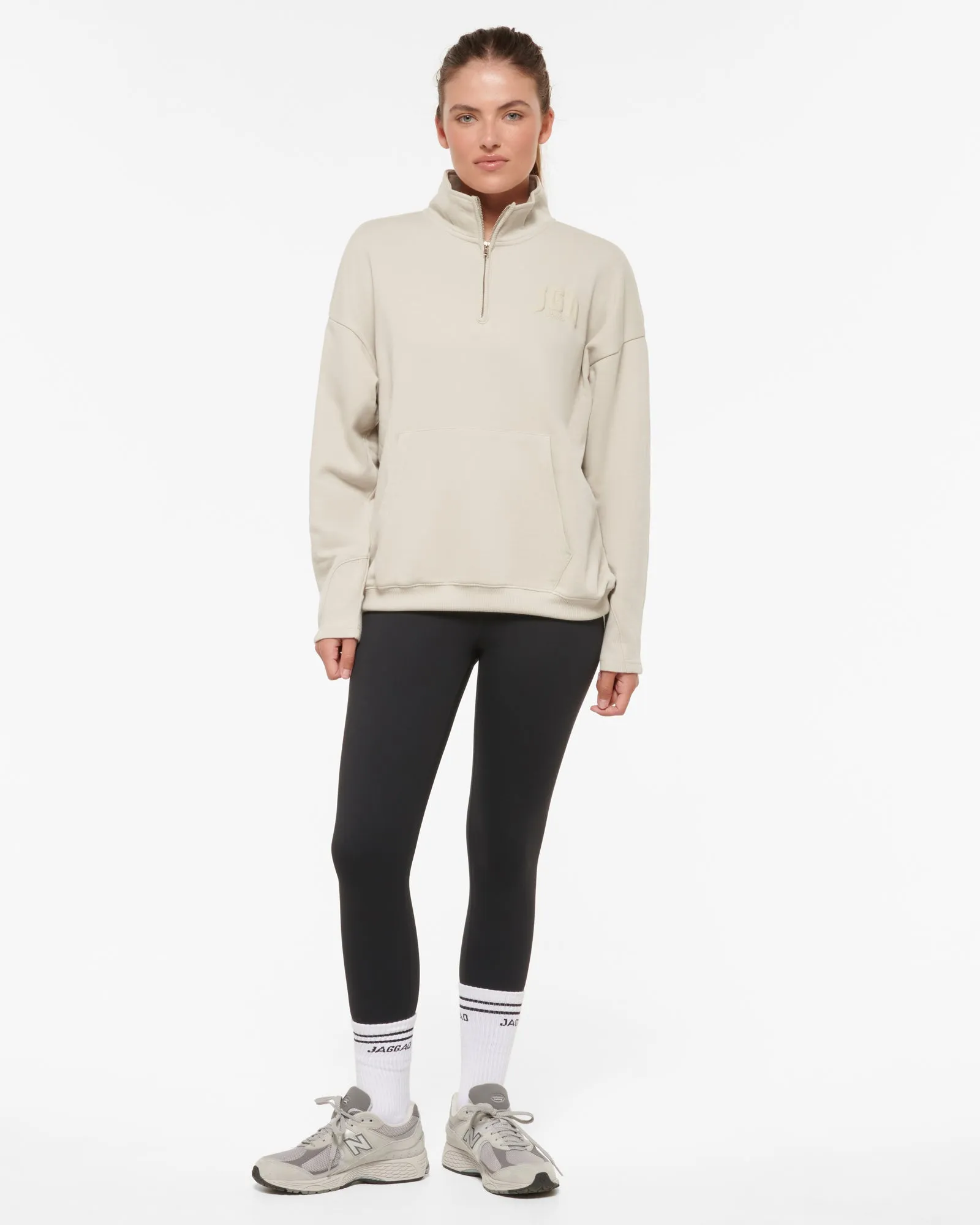 RAY HALF-ZIP SIGNATURE SWEATER STONE