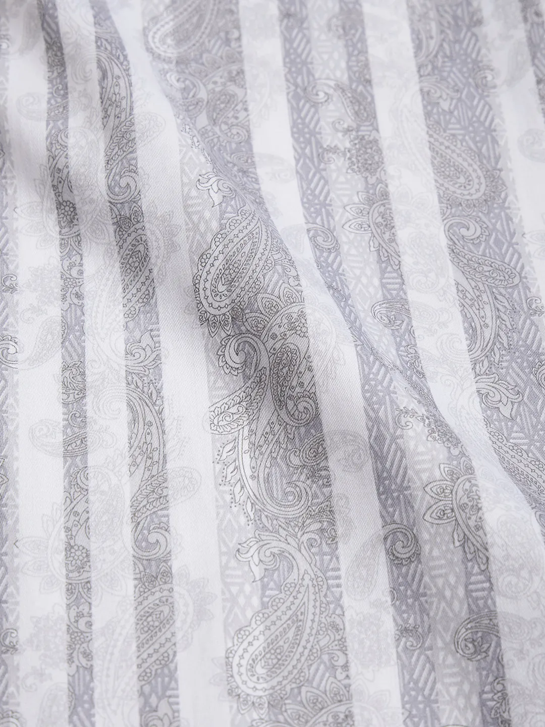 Regular Fit Formal Paisley Grey Shirt For Men