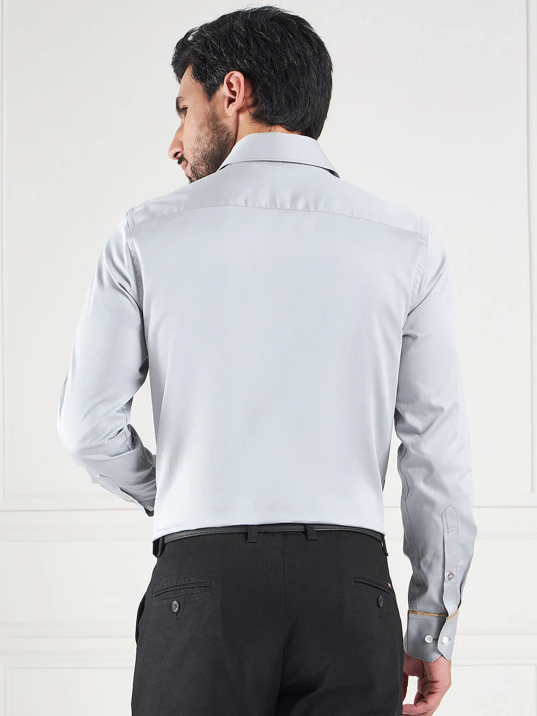 Regular Fit Grey Shirt For Men