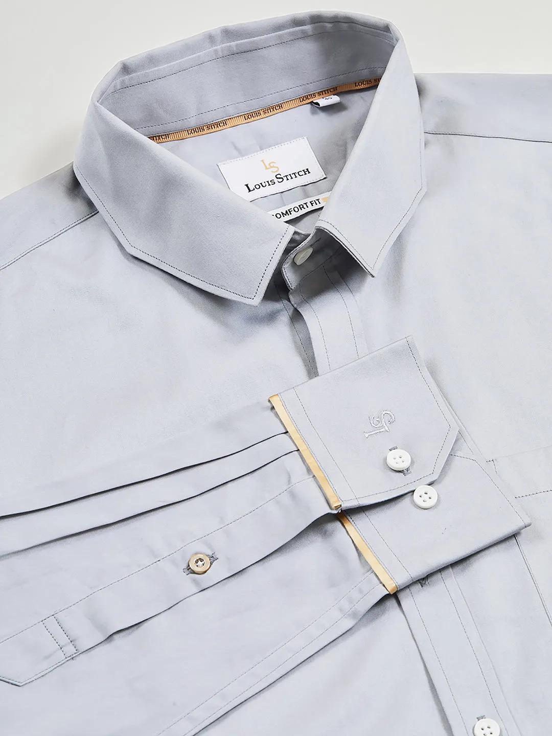Regular Fit Grey Shirt For Men