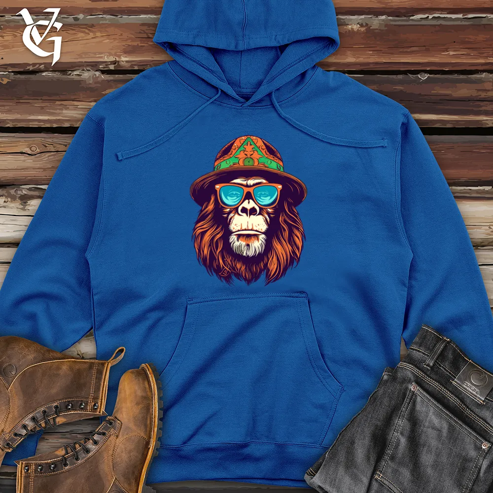 Retro Hippy Monkey 01 Midweight Hooded Sweatshirt