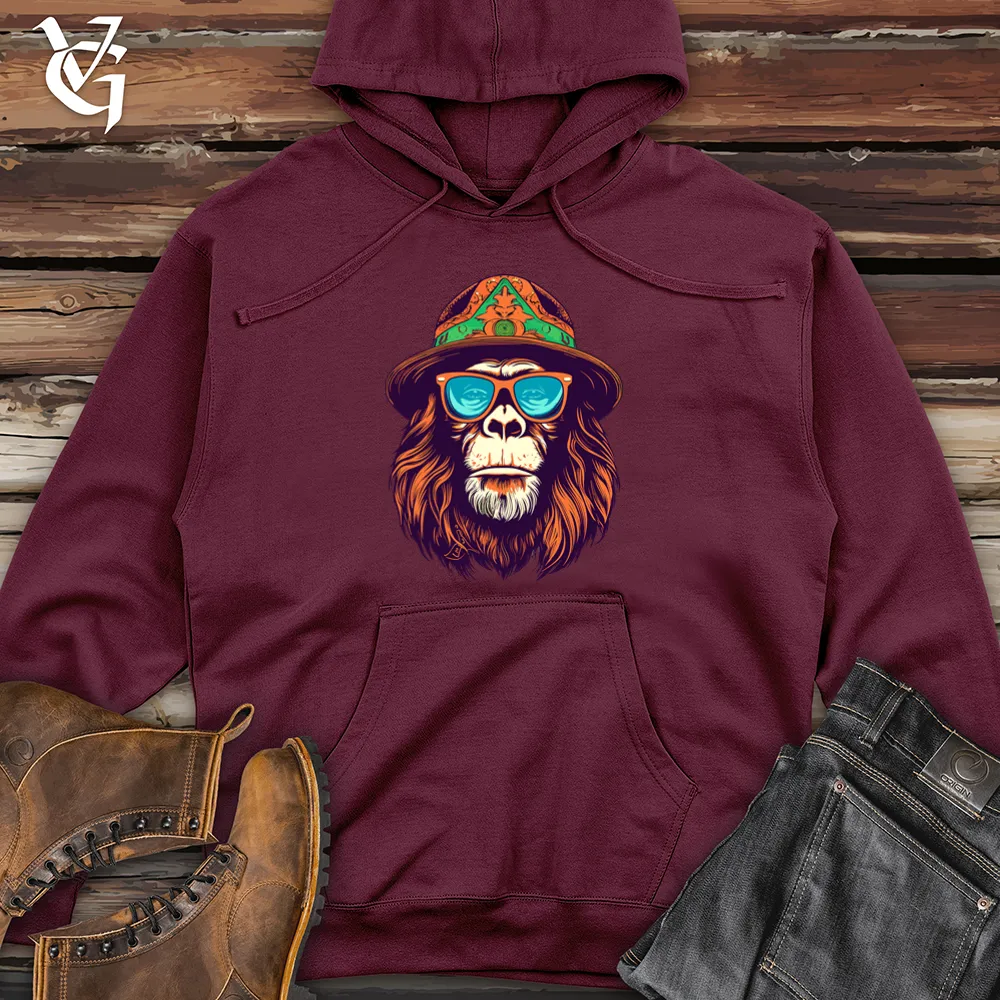 Retro Hippy Monkey 01 Midweight Hooded Sweatshirt