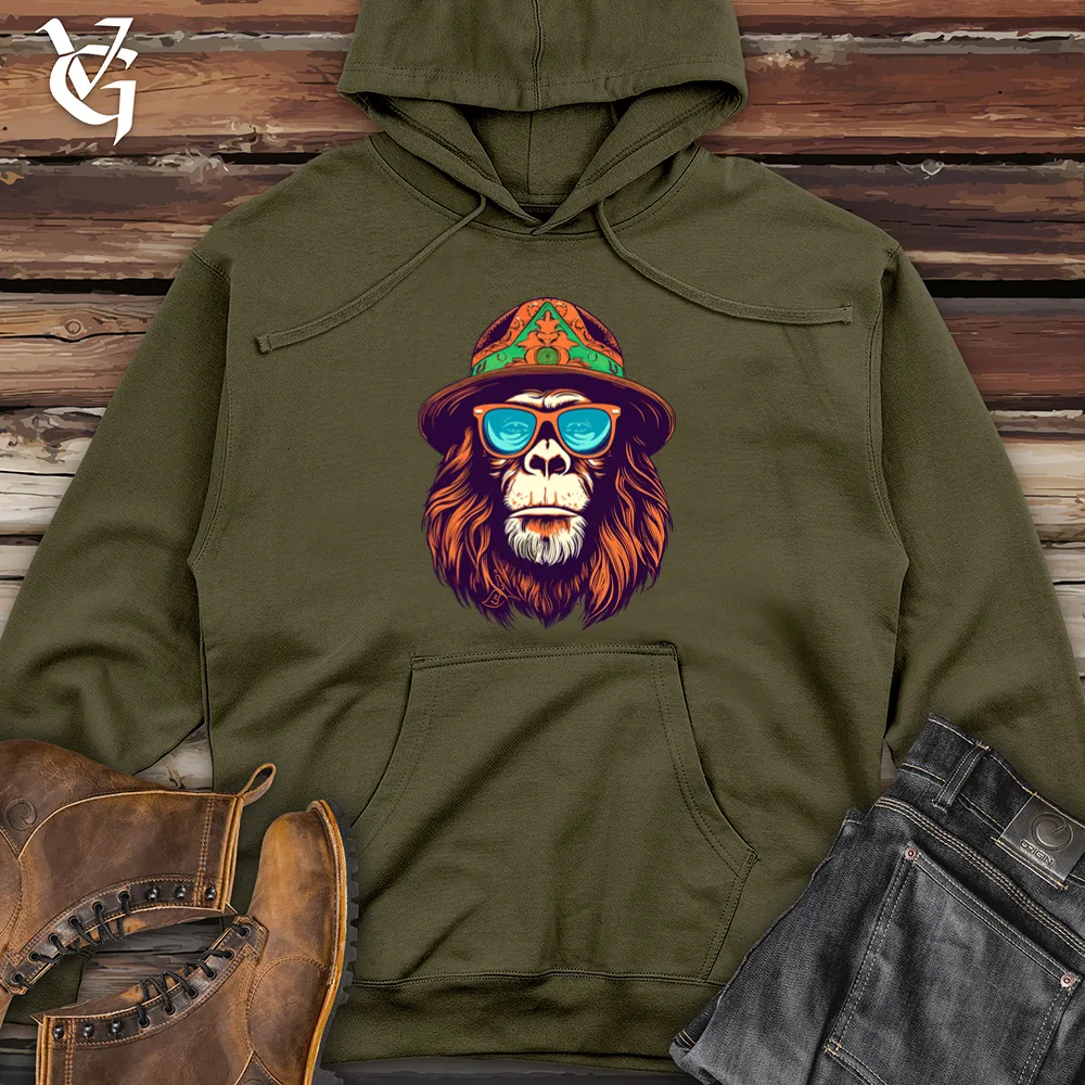 Retro Hippy Monkey 01 Midweight Hooded Sweatshirt
