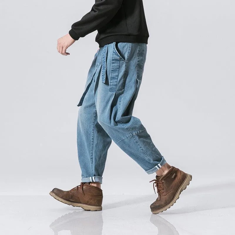 Retro Loose Denim Trousers Fashion Plus Size Men