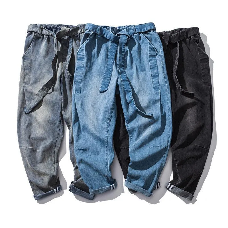 Retro Loose Denim Trousers Fashion Plus Size Men