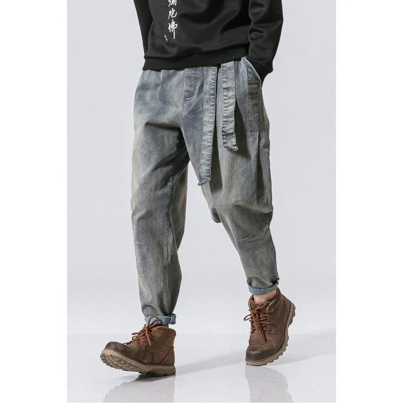 Retro Loose Denim Trousers Fashion Plus Size Men