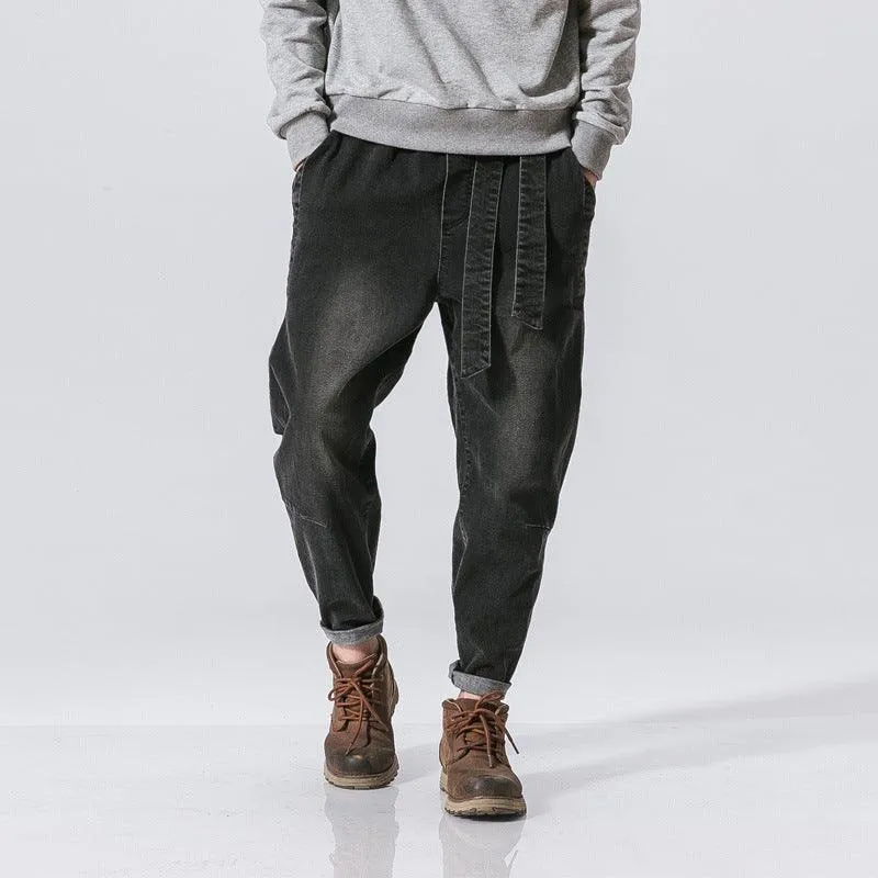 Retro Loose Denim Trousers Fashion Plus Size Men