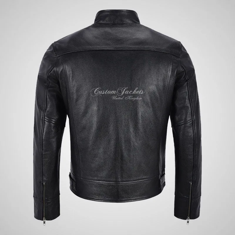 ROADSTER Mens Biker Leather Jacket Black Motorcycle Jacket
