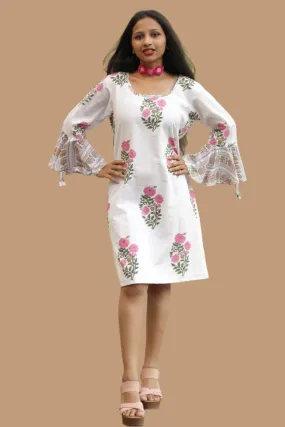 Sayali | Short Dress | Pink Dahlias Sanganeri