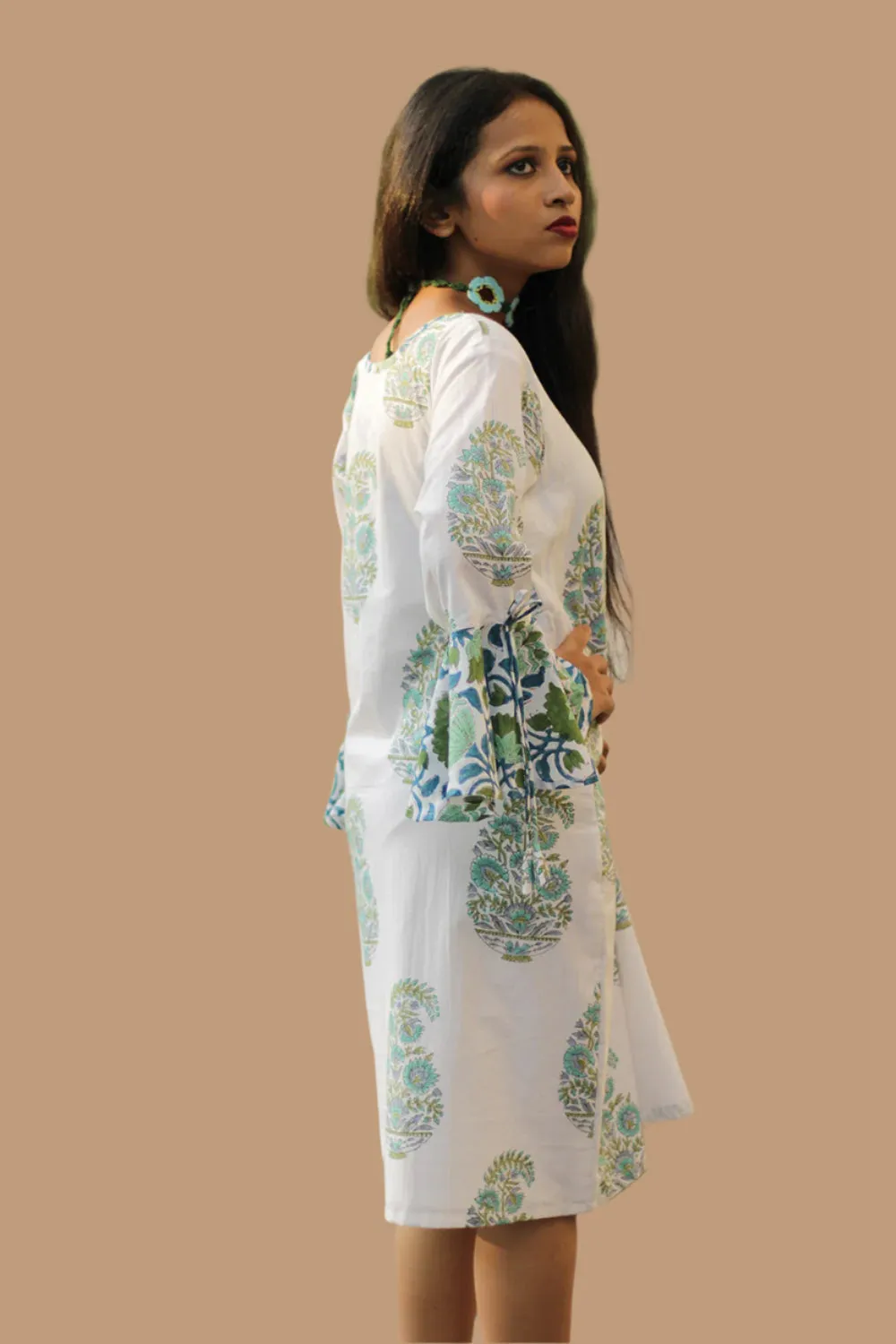 Sayali | Short Dress | Sea Foam Kairi Sanganeri