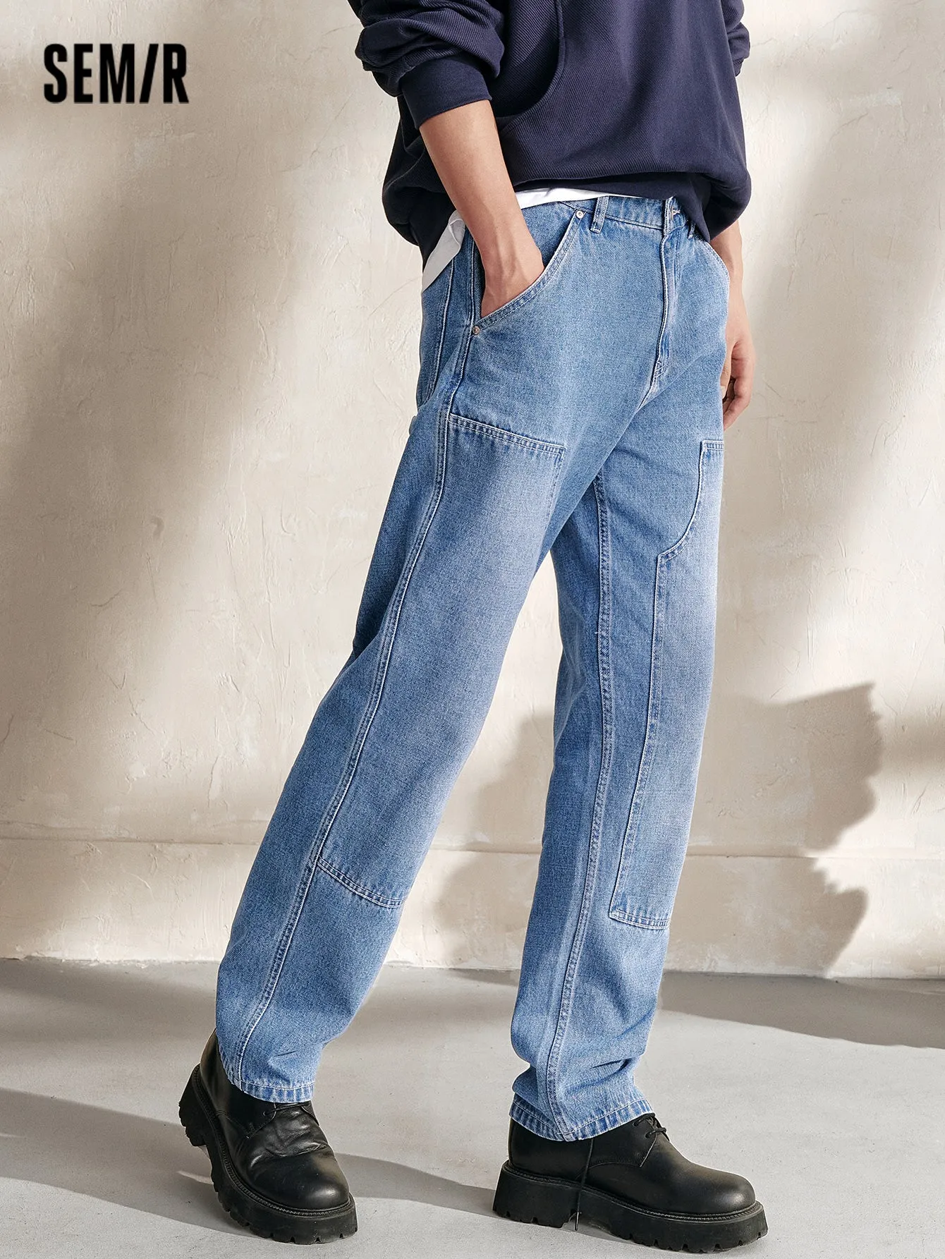 Semir Men Loose Fit Straight Leg TrousersDenim Trousers